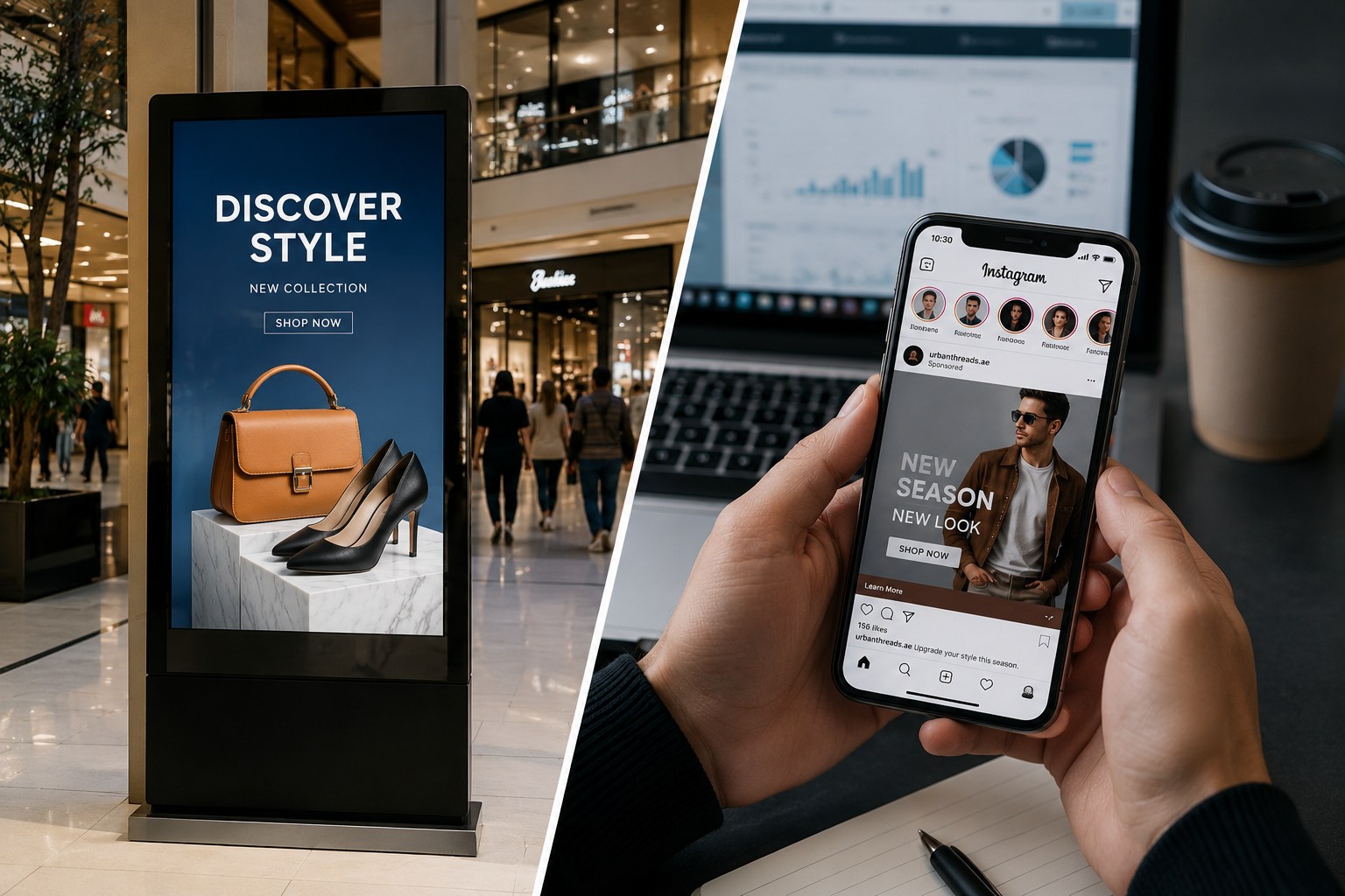 Indoor Screens vs Social Media Advertising
